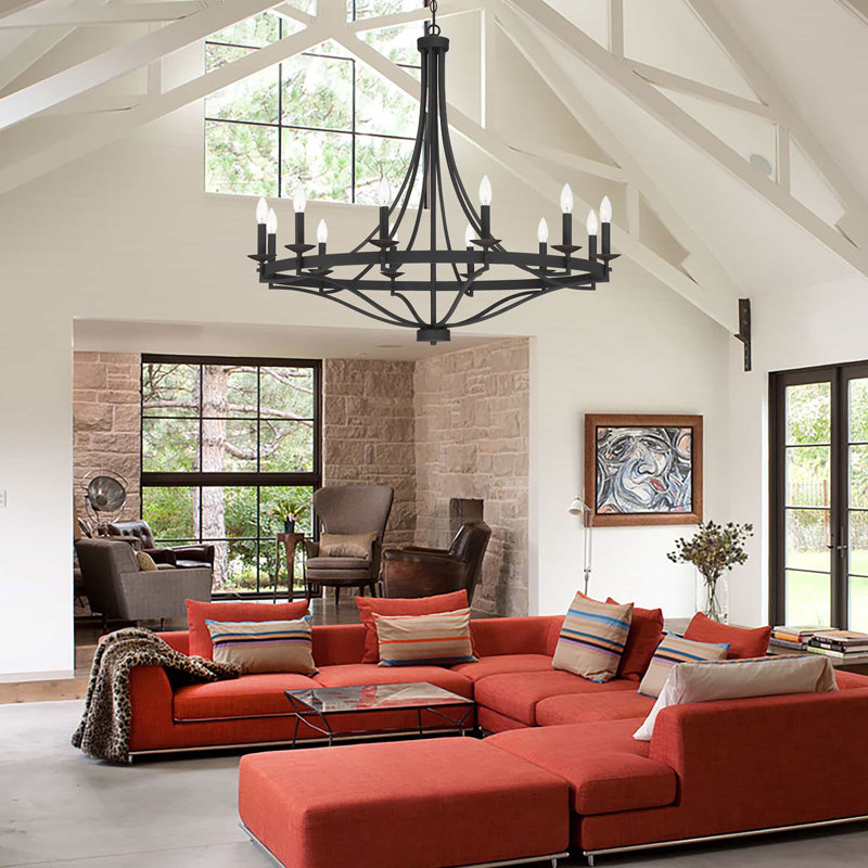 Laurel Foundry Modern Farmhouse Mattheo 12 Light Dimmable Wagon Wheel